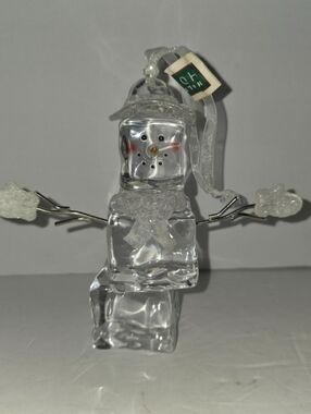 Acrylic Ice Cube Snowman Christmas Ornament Holiday Frosty